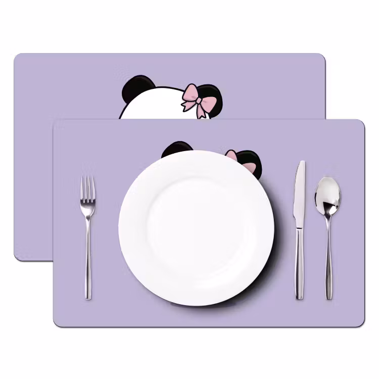 Dansende panda - Paars - Sierlijk - Kawaii Placemat vinyl groot -zzsfeer2_Kitchenyeah-website