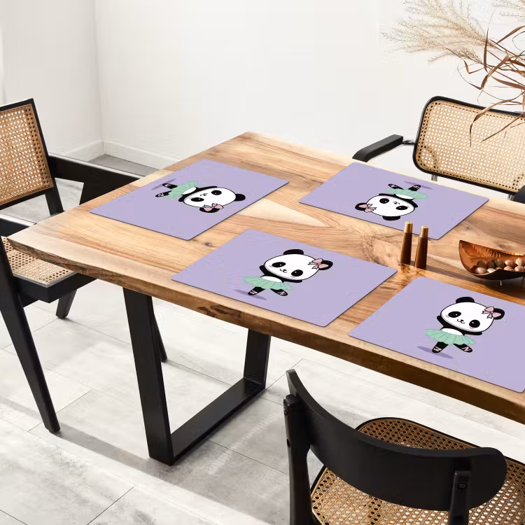 Dansende panda - Paars - Sierlijk - Kawaii Placemat vinyl groot -zzsfeer4_Kitchenyeah-website