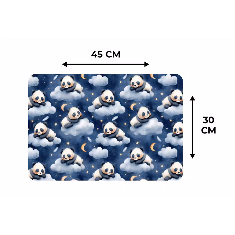 Panda's - Slapen - Blauw Placemat vinyl groot 368 -specs