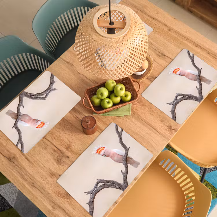 Papagaai - Tak - Roze Placemat vinyl groot -zzsfeer5_Kitchenyeah-website