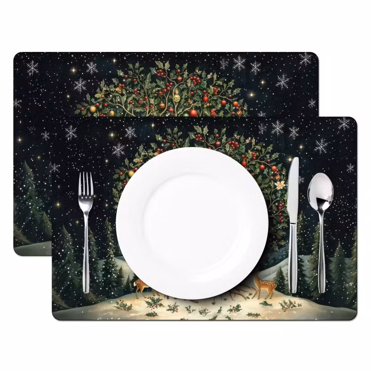 Feestboom - Winterhemel - Kleurrijk Placemat vinyl groot -zzsfeer2_Kitchenyeah-website