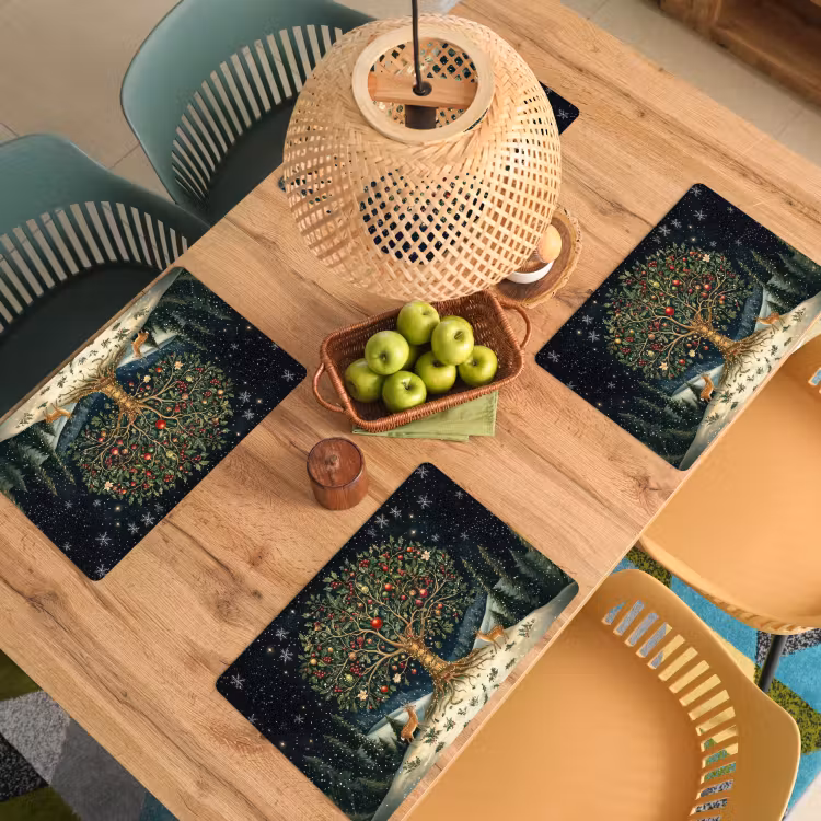Feestboom - Winterhemel - Kleurrijk Placemat vinyl groot -zzsfeer5_Kitchenyeah-website