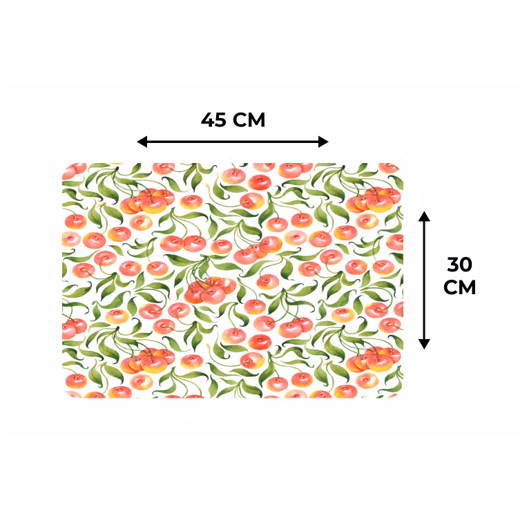 Patroon - Kersen - Wit Placemat vinyl groot 368 -specs