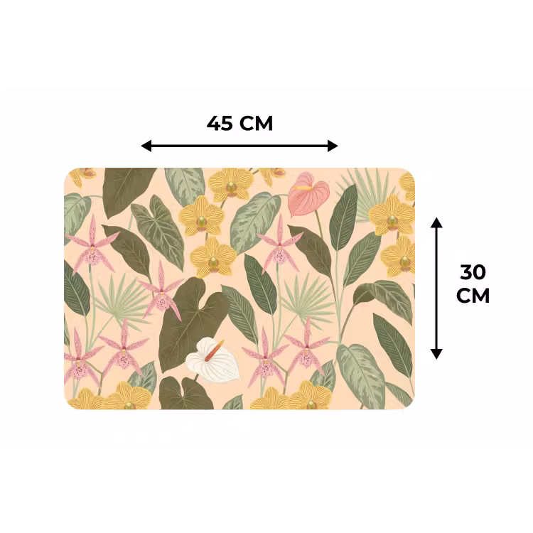 Patroon - Bloemen - Kleurrijk Placemat vinyl groot -specs
