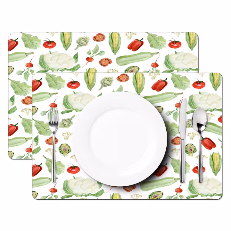 Patroon - Groen - Rood - Groente Placemat vinyl groot 368 -zzsfeer2_Kitchenyeah-website