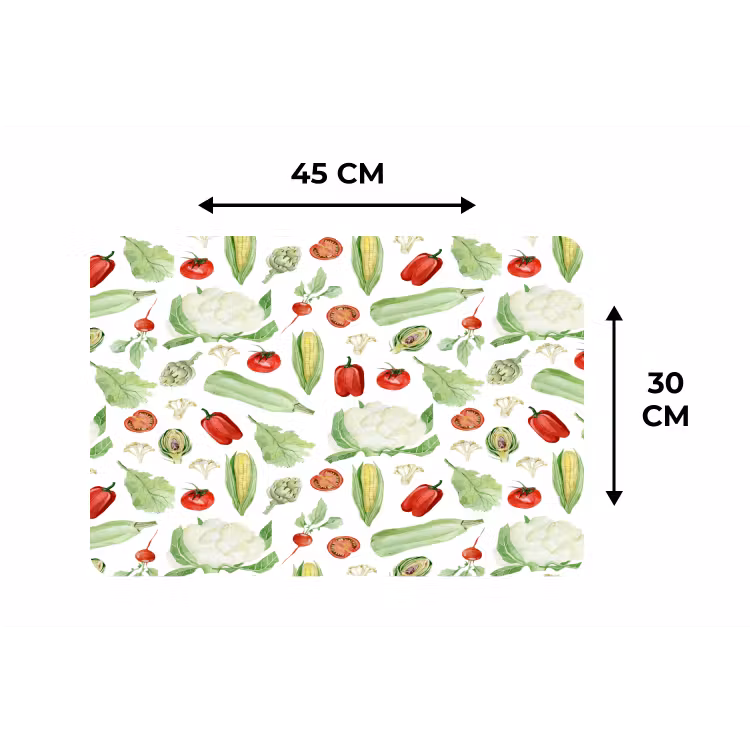 Patroon - Groen - Rood - Groente Placemat vinyl groot 368 -specs