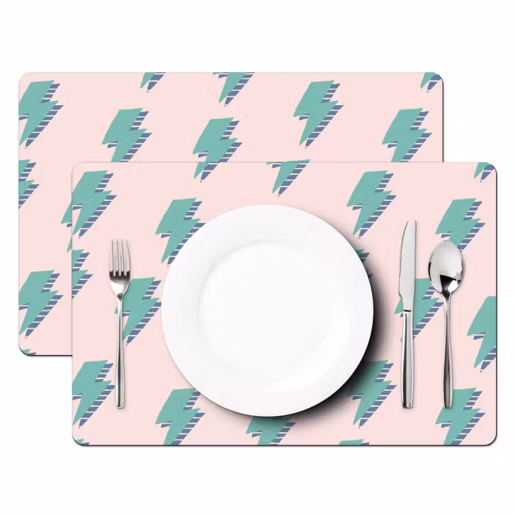 Patroon - Bliksem - Roze - Groen Placemat vinyl groot 368 -zzsfeer2_Kitchenyeah-website