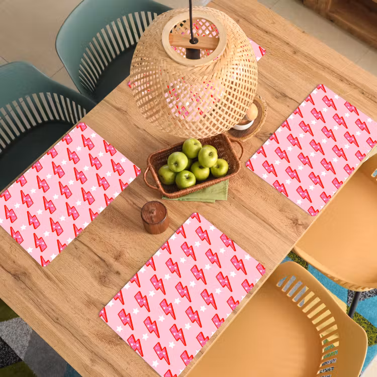 Patroon - Bliksem - Ster - Glitter - Roze Placemat vinyl groot -zzsfeer5_Kitchenyeah-website