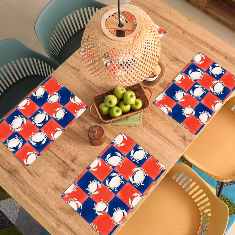 Patroon - Zeeleven - Rood - Blauw - Abstract Placemat vinyl groot -zzsfeer5_Kitchenyeah-website