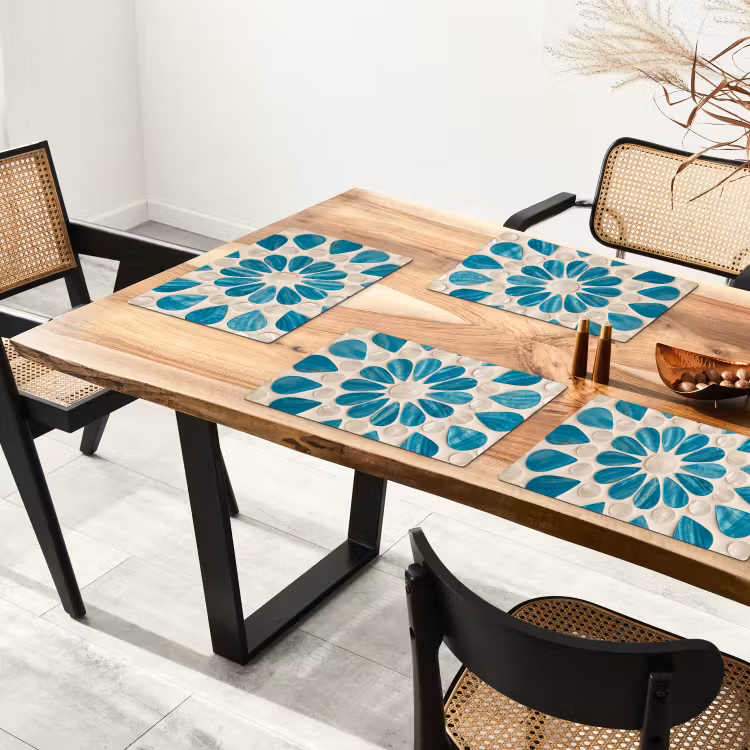 Patroon - Mozaïek - Schelpen - Abstract - Turquoise Placemat vinyl groot -zzsfeer4_Kitchenyeah-website