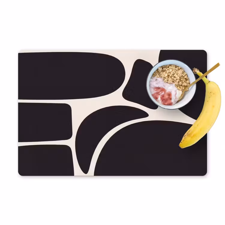 Placemat - 6 pieces - Pattern - Organic - Black - Patroon - Organisch - Zwart Placemat vinyl groot