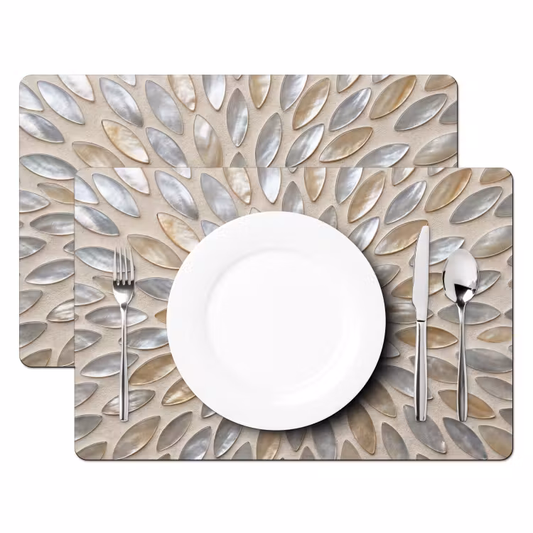 Patroon - Ovaal - Glanzend - Abstract - Beige Placemat vinyl groot -zzsfeer2_Kitchenyeah-website