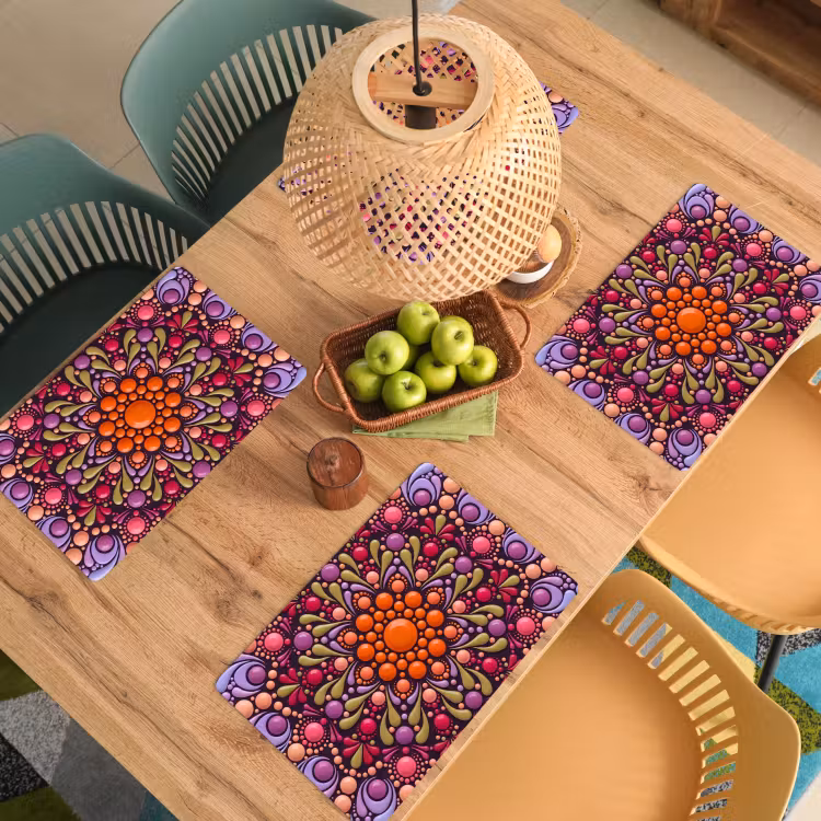 Patroon - Stippen - Abstract - Modern - Kleurrijk Placemat vinyl groot -zzsfeer5_Kitchenyeah-website