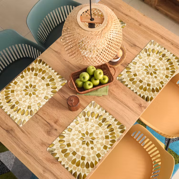 Patroon - Vormen - Mozaïek - Abstract - Goud Placemat vinyl groot -zzsfeer5_Kitchenyeah-website
