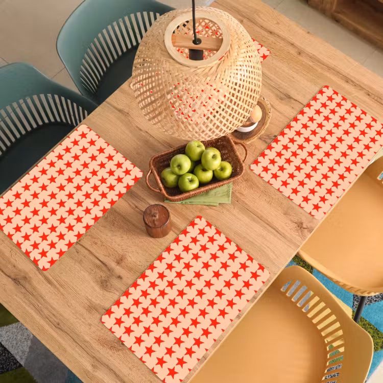Patroon - Sterren - Rood Placemat vinyl groot 368 -zzsfeer5_Kitchenyeah-website