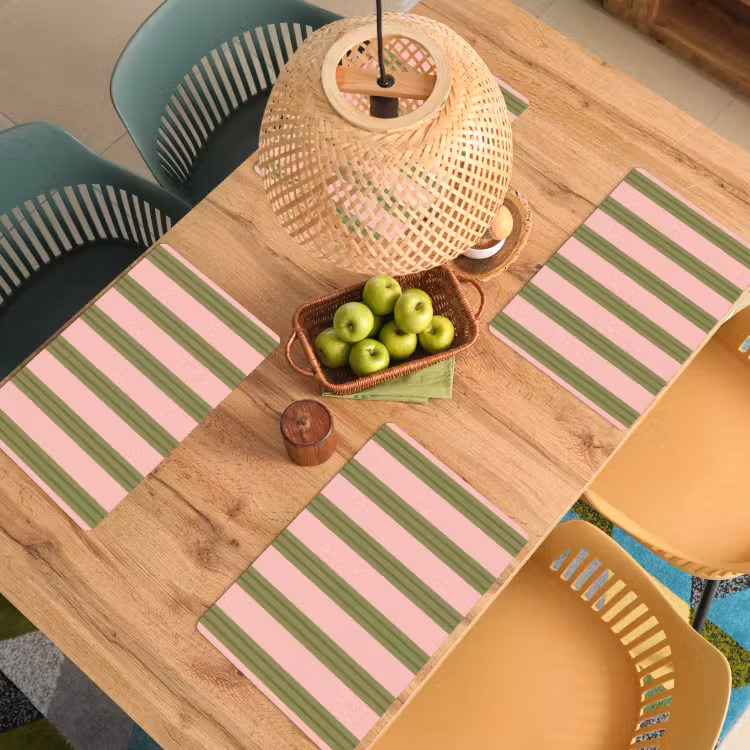 Patroon - Strepen - Abstract - Roze - Groen Placemat vinyl groot -zzsfeer5_Kitchenyeah-website