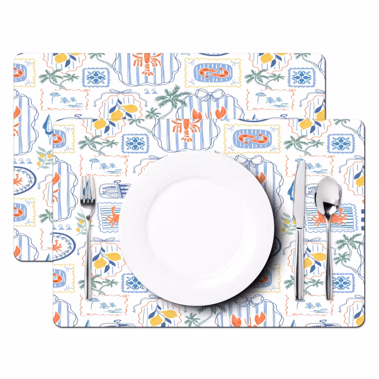 Zee - Sfeer -  Krab - Blauw Placemat vinyl groot 368 -zzsfeer2_Kitchenyeah-website
