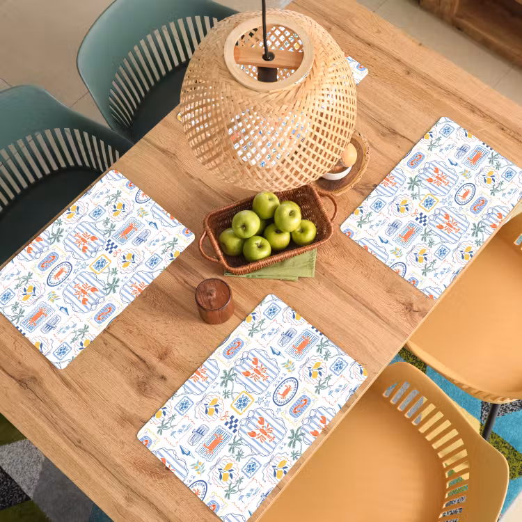 Zee - Sfeer -  Krab - Blauw Placemat vinyl groot 368 -zzsfeer5_Kitchenyeah-website
