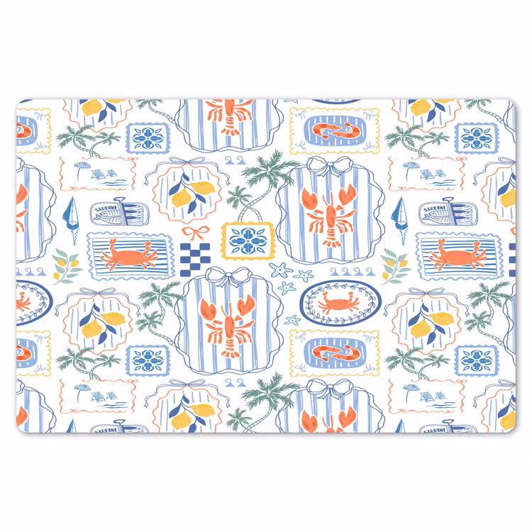 Zee - Sfeer -  Krab - Blauw Placemat vinyl groot 368 -zzsfeer1_Kitchenyeah-website