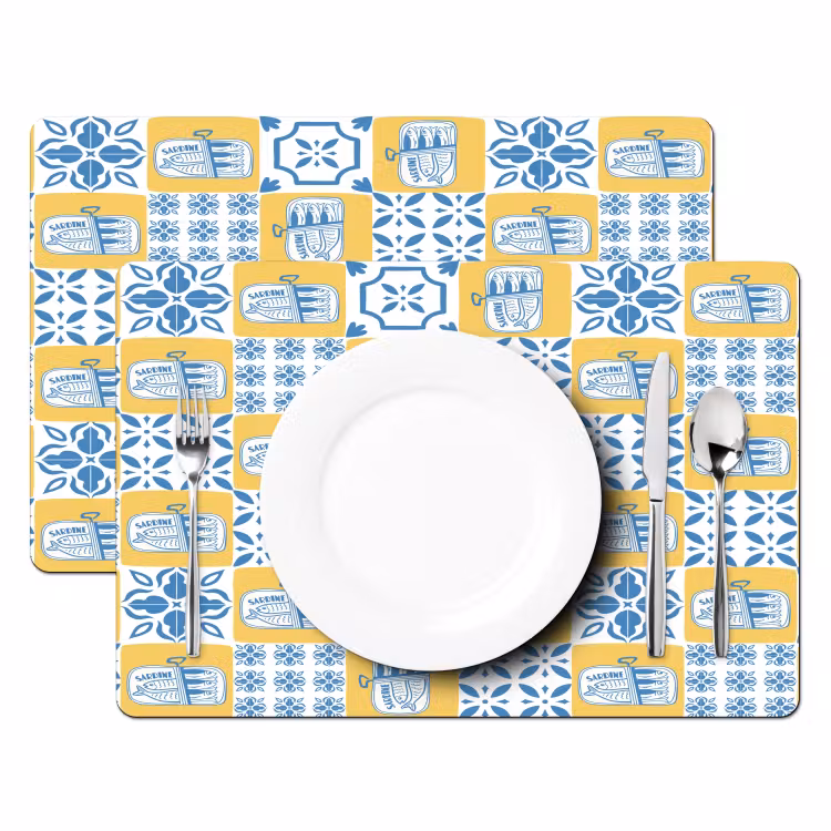Zee - Geel - Blauw - Wit Placemat vinyl groot 368 -zzsfeer2_Kitchenyeah-website