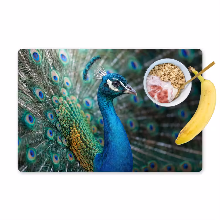 Pauw - Veren - Blauw Placemat vinyl groot -zzzproduct_Kitchenyeah-website