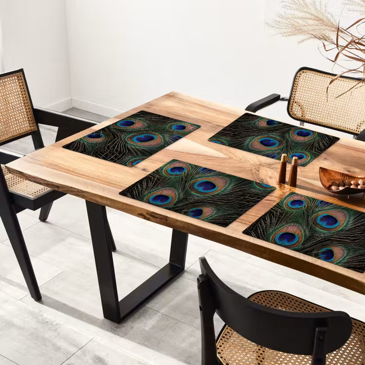 Pauwenveren - Klassiek - Groen Placemat vinyl groot -zzsfeer4_Kitchenyeah-website