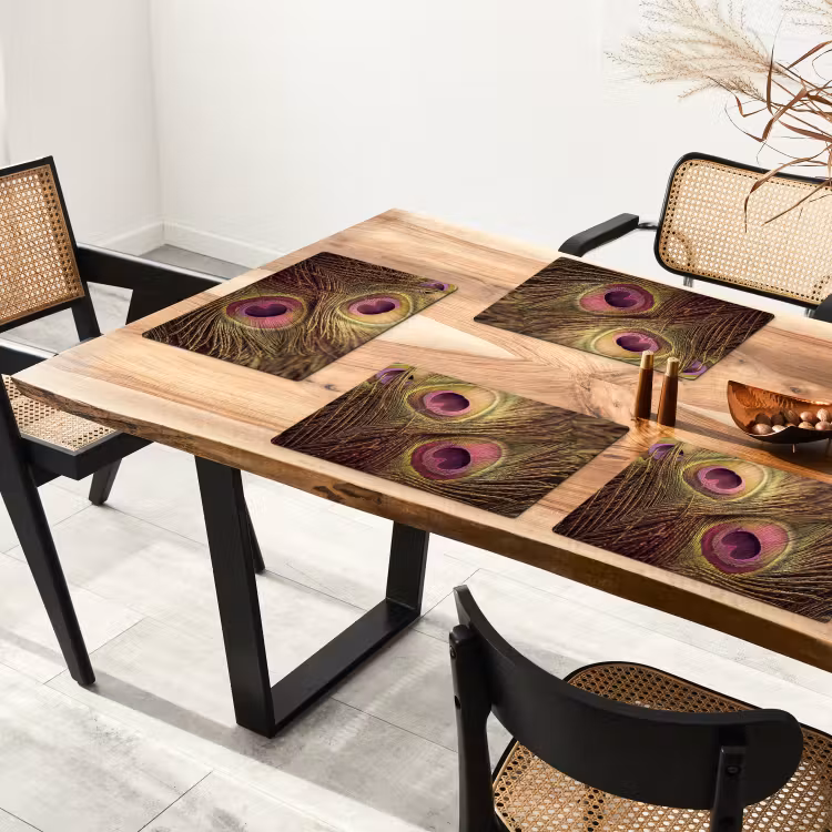 Pauw - Veren - Paars - Groen Placemat vinyl groot -zzsfeer4_Kitchenyeah-website