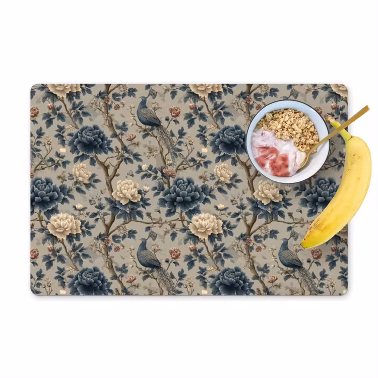 Pauw - Bloemen - Blauw Placemat vinyl groot 368 -zzzproduct_Kitchenyeah-website