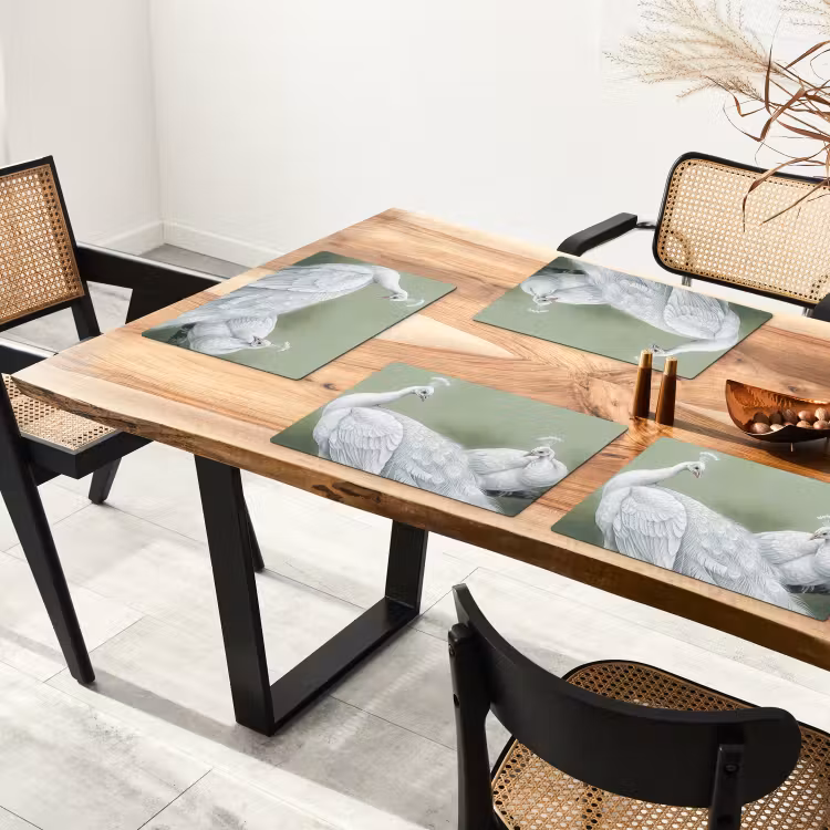 Pauwen - Wit - Natuur - Groen Placemat vinyl groot -zzsfeer4_Kitchenyeah-website