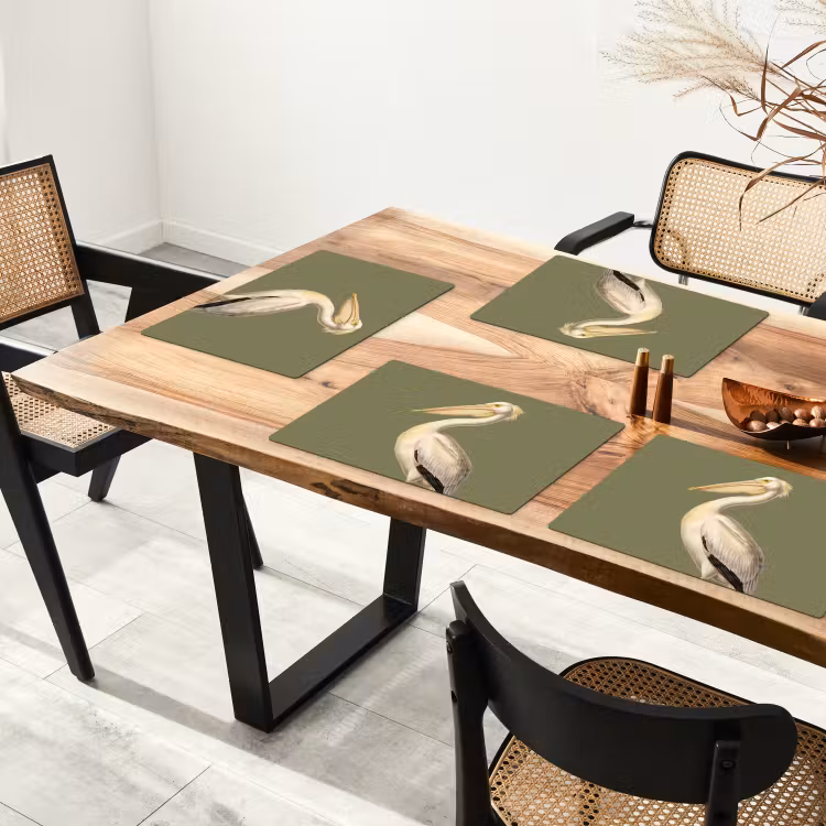 Pelikaan - Wit - Vogel - Klassiek - Natuur Placemat vinyl groot -zzsfeer4_Kitchenyeah-website