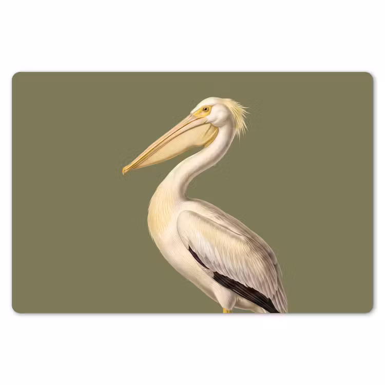 Pelikaan - Wit - Vogel - Klassiek - Natuur Placemat vinyl groot -zzsfeer1_Kitchenyeah-website