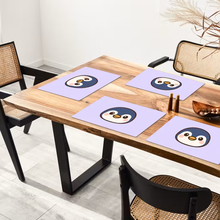 Pinguïn - Paars - Schattig Placemat vinyl groot -zzsfeer4_Kitchenyeah-website
