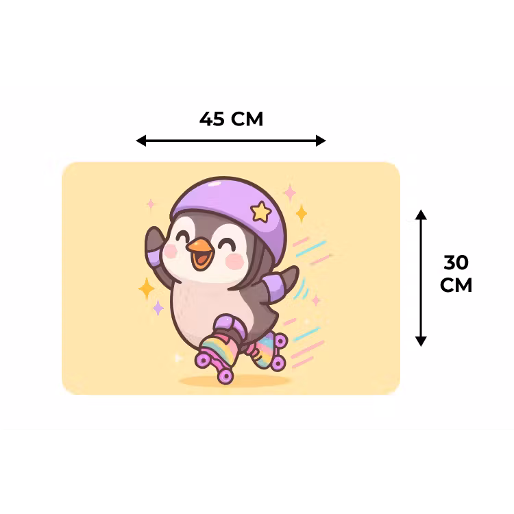 Pinguïn - Rolschaatsen - Geel - Energiek Placemat vinyl groot -specs