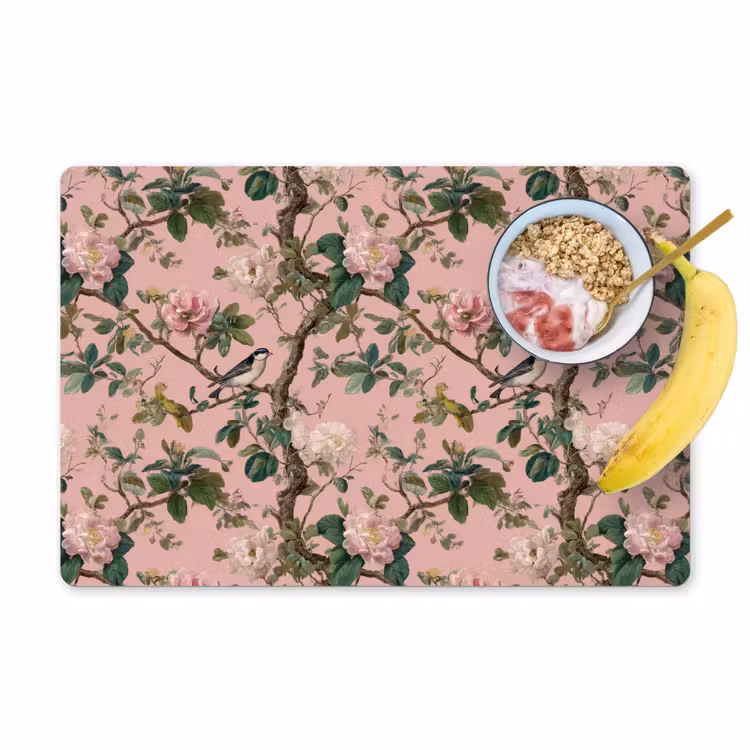 Pioenrozen - Botanisch - Vogel Placemat vinyl groot 368 -zzzproduct_Kitchenyeah-website