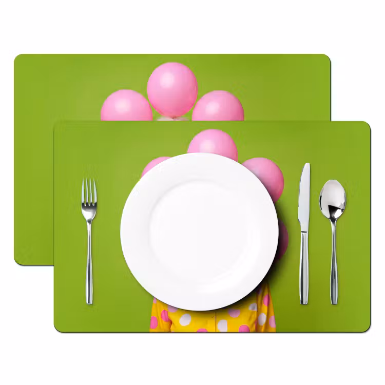 Mens - Ballonnen - Feest - Kleurrijk - Roze Placemat vinyl groot -zzsfeer2_Kitchenyeah-website