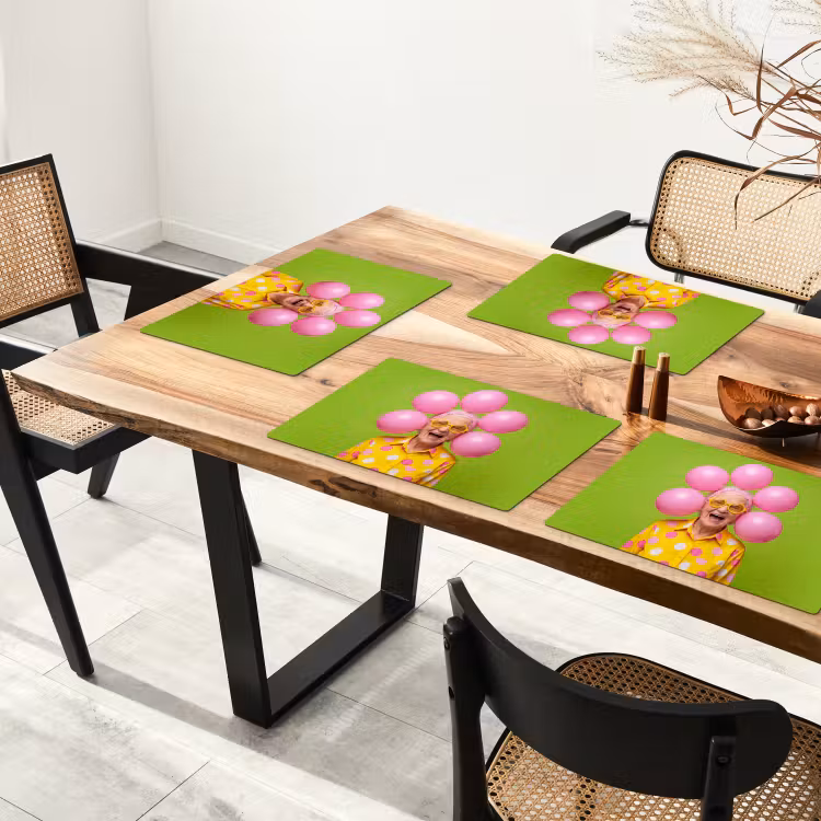 Mens - Ballonnen - Feest - Kleurrijk - Roze Placemat vinyl groot -zzsfeer4_Kitchenyeah-website