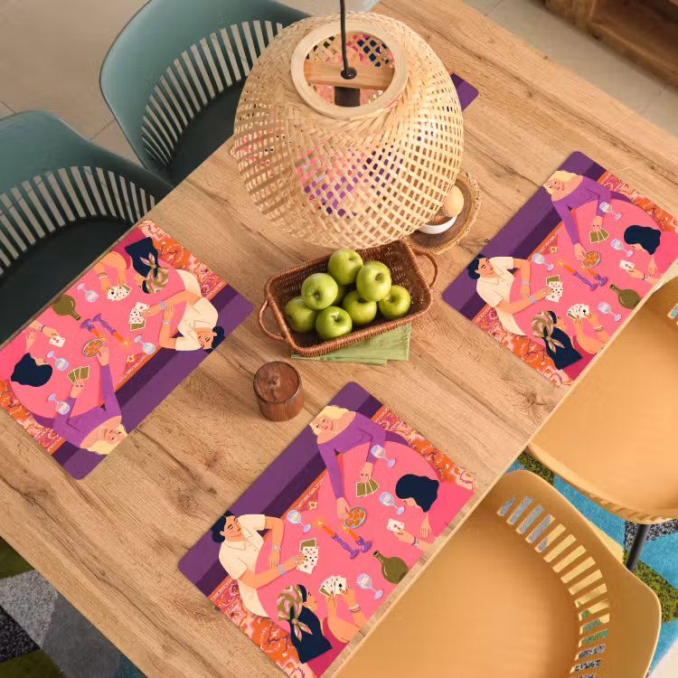 Mensen - Kaartspel - Interieur - Modern - Kleurrijk Placemat vinyl groot -zzsfeer5_Kitchenyeah-website