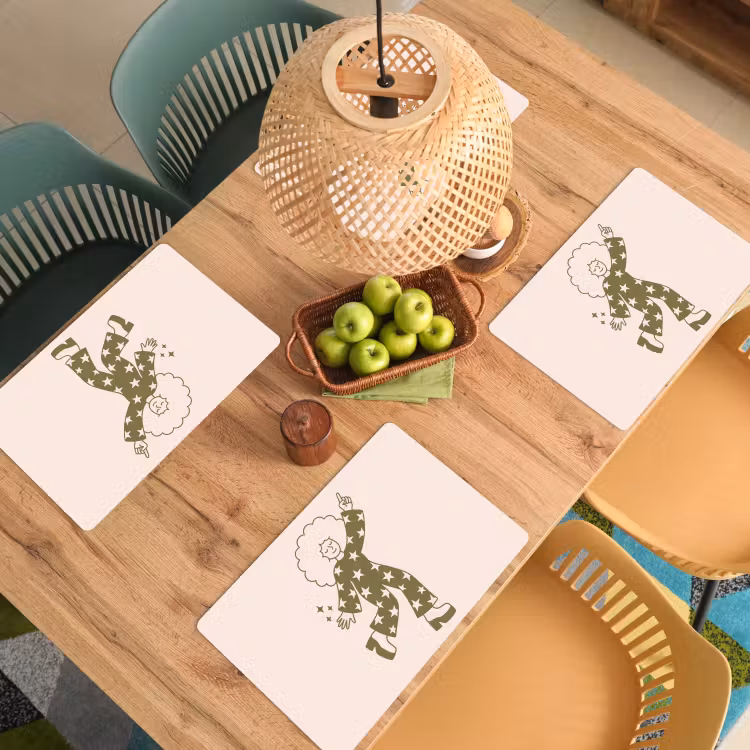 Mensen - Dansend - Feest - Vintage - Groen Placemat vinyl groot -zzsfeer5_Kitchenyeah-website