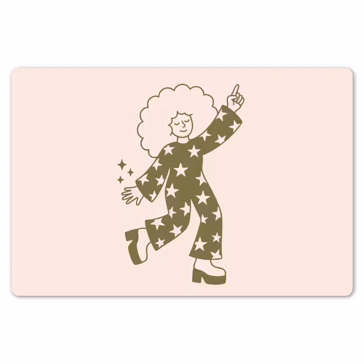 Mensen - Dansend - Feest - Vintage - Groen Placemat vinyl groot -zzsfeer1_Kitchenyeah-website