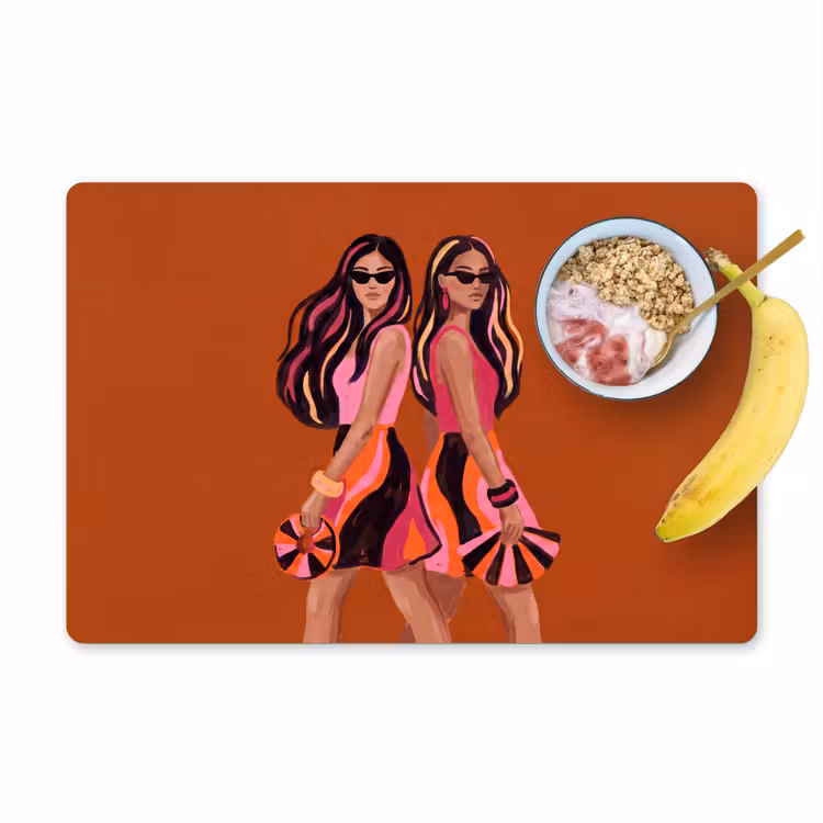 Mensen - Duo - Mode - Illustratie - Kleurrijk Placemat vinyl groot -zzzproduct_Kitchenyeah-website