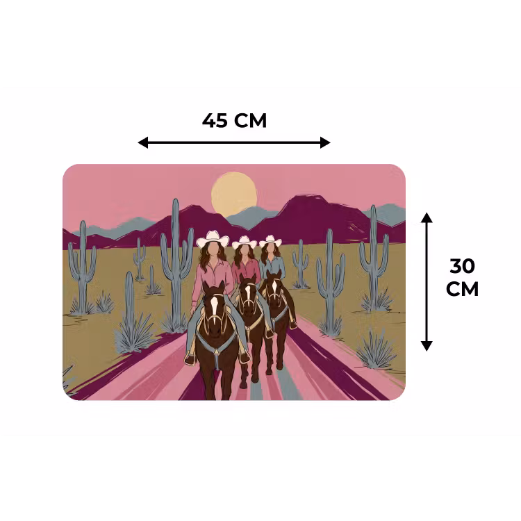 Mensen - Paard - Woestijn - Abstract - Roze Placemat vinyl groot -specs