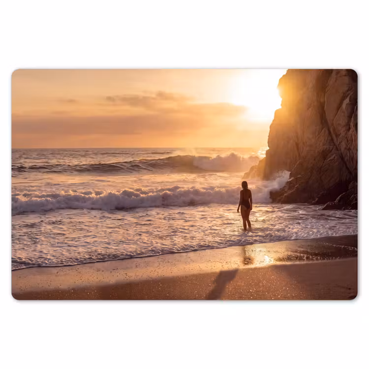 Mensen - Oceaan - Zonsondergang - Kust - Goud Placemat vinyl groot -zzsfeer1_Kitchenyeah-website