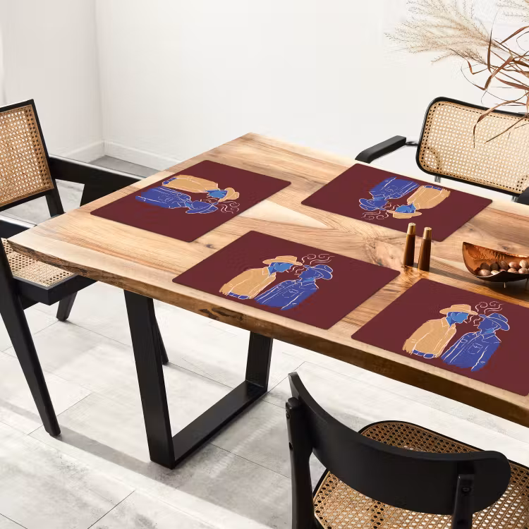 Mensen - Profiel - Sigaret - Abstract - Kunst Placemat vinyl groot -zzsfeer4_Kitchenyeah-website