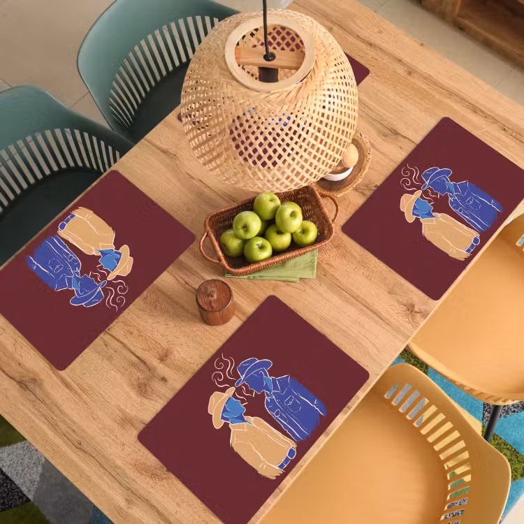 Mensen - Profiel - Sigaret - Abstract - Kunst Placemat vinyl groot -zzsfeer5_Kitchenyeah-website