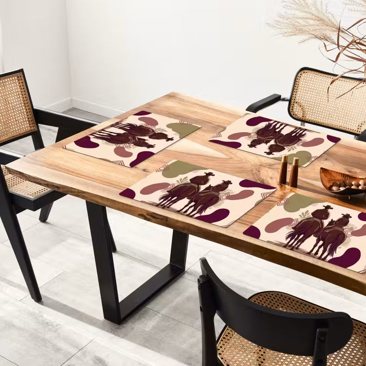 Mensen - Ruiters - Western - Illustratie - Bruin Placemat vinyl groot -zzsfeer4_Kitchenyeah-website