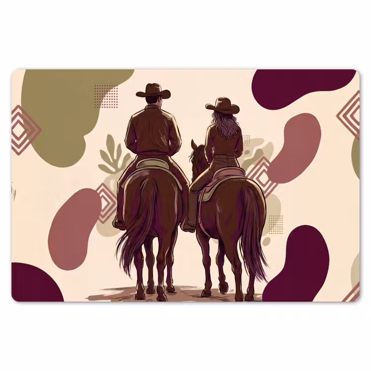 Mensen - Ruiters - Western - Illustratie - Bruin Placemat vinyl groot -zzsfeer1_Kitchenyeah-website