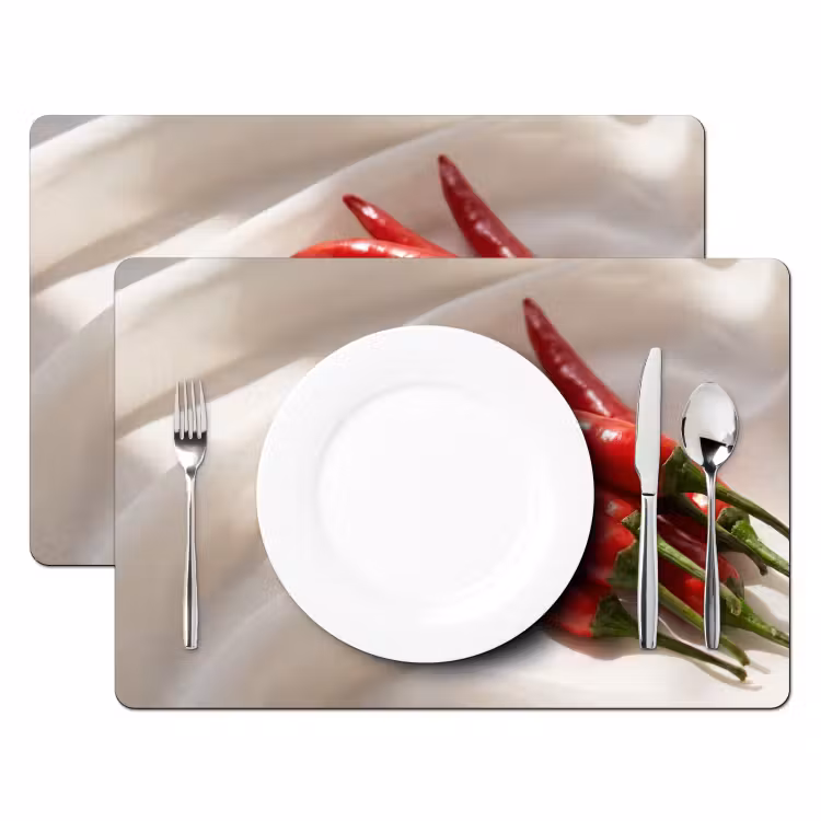 Placemat - 6 pieces - Pepper - Red - Food - Peper - Rood - Eten Placemat vinyl groot