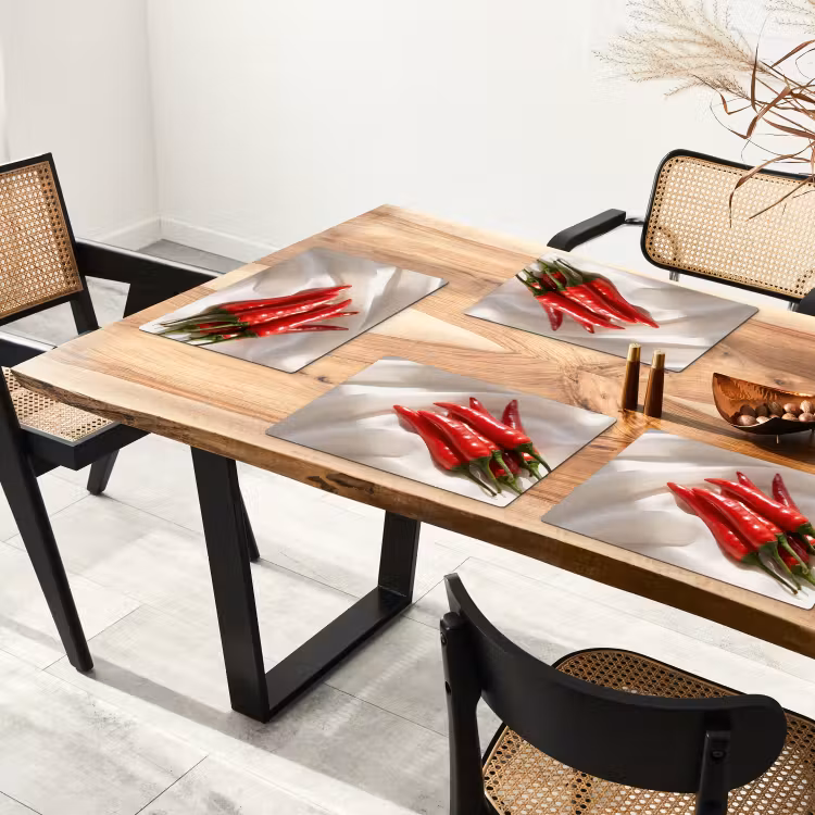 Placemat - 6 pieces - Pepper - Red - Food - Peper - Rood - Eten Placemat vinyl groot