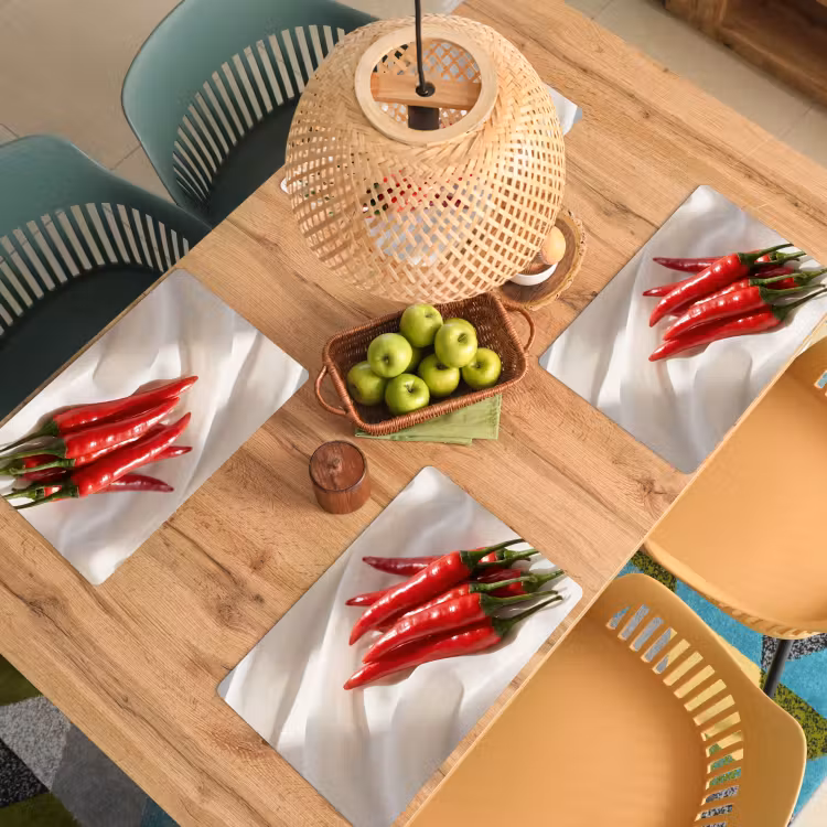 Placemat - 6 pieces - Pepper - Red - Food - Peper - Rood - Eten Placemat vinyl groot
