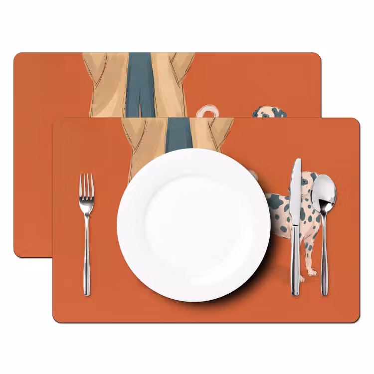 Persoon - Hond - Dieren - Illustratie - Modern Placemat vinyl groot -zzsfeer2_Kitchenyeah-website